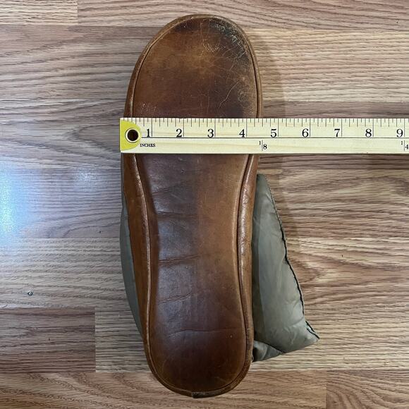 Vintage Eddie Bauer Down Booties XL 60s Sunrise Tag Goose Slippers Khaki Tan USA - Picture 5 of 8